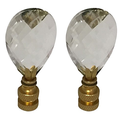 Image of Royal Designs, Inc. Small Diamond Swiss Cut Clear K9 Crystal 2.25 inch Finial for Single Lamp Shade, Polished Brass Base, Set of 2 (CCF-2006S-PB-2)