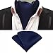 Rosiika Ascot Ties for Men Navy Blue Tie Cravat Woven Classic Fashion Ascots and Pocket Square Set