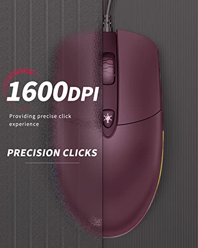 Kkuod Wired Mouse With Ergonomic Design Reduces Hand Fatigue Muscle Strain, Silent Usb Computer Mouse, 1600 Dpi Office And Home Mice (Red, Wired) #TOP4