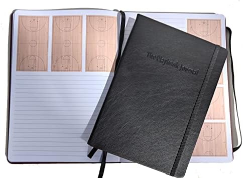THE PLAYBOOK JOURNAL: Basketball Court Edition- Hardcover Notebook with Custom Basketball Court Diagrams (Black, Large 7x10)