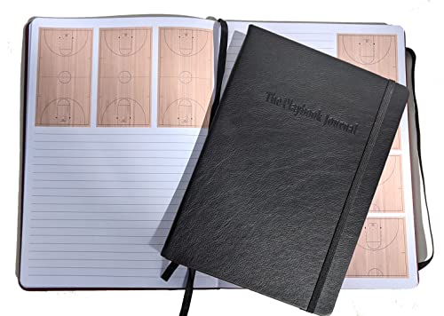 The Playbook Journal: Basketball Court Edition- Hardcover Notebook With Custom Basketball Court Diagrams (Black, Large 7X10) #TOP13