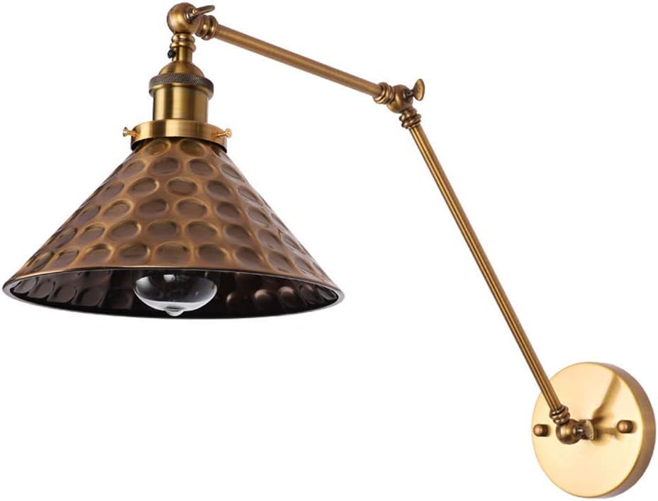 HXYSXHJUO Lámpara de Pared Industrial Tipo araña con y, luz de Lectura de mesita de Noche Ajustable, Aplique de Brazo Largo oscilante de Color latón, diseño
