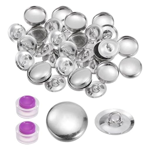 QUARKZMAN 40 Juegos de Kit de Botones Auto Cubiertos 24L 0.6" 15mm con Traseras de Alambre Botones de Aluminio para Cubrir Telas Kit de Botones Cubiertos con 2 Herramientas | Ya disponible en tu tienda friki favorita! En mundofriki.es!