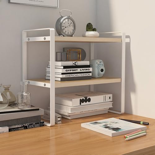 Organiseur de bureau en bois compact support de rangement 3 niveaux pour fournitures