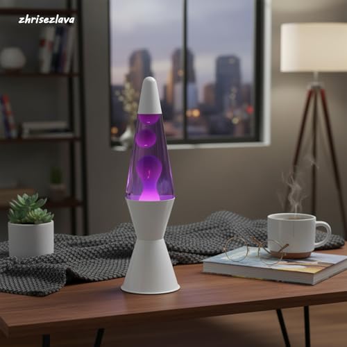 Image of 16 Inch Liquid Lamp, Purple Liquid Purple Wax Motionin Liquid Motion Light, Night Light Home Decor for Meditation, Amazing Gifts for Adults & Kids, White Base.（SLB）