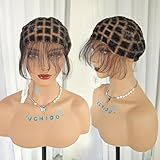 VCHIDO Pre-knotted Full Double Lace Braided Wig Cap With Human Baby Hair For Crochet Wig Making, 99 Knots Square Parted Glueless 360 Full Lace Braided Wig Cap, Big Head Friendly