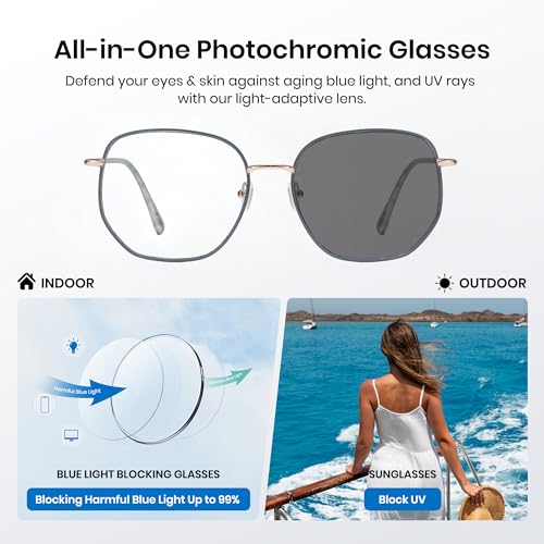 Image of Cyxus Photochromic Blue Light Glasses for Men Women Computer Glasses UV Protection Glasses 8261