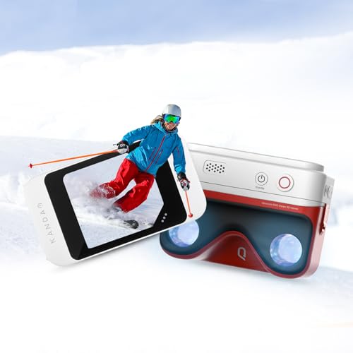 KanDao QooCam EGO - Viewer-Integrated 3D VR Camera, 24MP/8K Photos/4K 60FPS Videos Stereoscopic 3D Instant Display Camera, Compatible on VR Headsets/AR Glasses/Projectors, Charging Kit