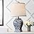 PoKat 20.75'' Chinoiserie Table Lamp, Classic Ceramic Lamp for Bedroom, Bedside Lamp for Nightstand, Living Room, Traditional Small Lamp for Console, End Table, Floral Pattern, Blue