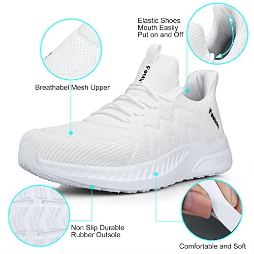 Image of Feethit Mens Non Slip Walking Sneakers Athletic Gym Tennis Running Shoes | Slip on Shoes,Lightweight,Breathable,Comfortable Workout Sneakers,For Daily Activities