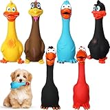 Suilung 6 Pcs Christmas Latex Squeaky Dog Toys 7-8' Soft Rubber Chicken Dog Chew Toy Screaming Animal Duck Standing Stick for Puppy Small Medium Pet Interactive Play Fetch Prank Teething(Cute Style)