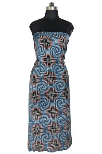 Image of Ethnics of Kutch Womens's Ajrakh Modal Silk Natural Dye Hand Block Print Unstitched Kurta Fabric