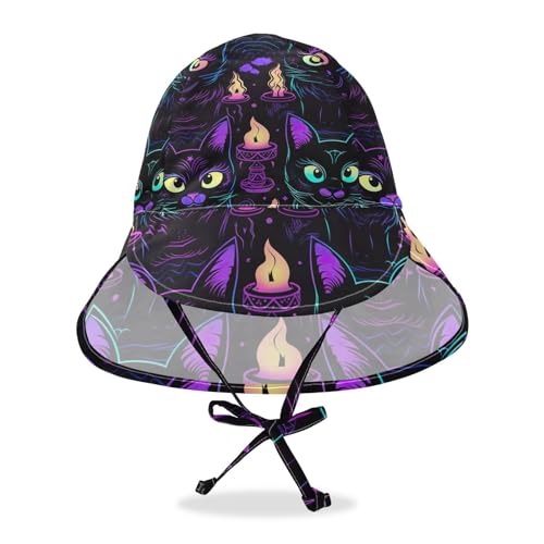 J JOYSAY Halloween Cats Baby Sun Hat Toddler Hat UPF 50+ Baby Boy Sun Hat Breathable Sun Hat with Neck Flap for Boys Toddlers