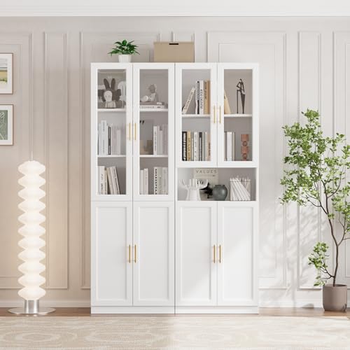 【Spazio di archiviazione extra-large】Il design multistrato della libreria permette agli oggetti disordinati di avere il loro posto. Lascia che stoviglie, libri, decorazioni e altri oggetti personali siano visibili a colpo d'occhio e facili da accedere, proteggendoli al contempo dalla polvere. I ripiani regolabili ti consentono di sfruttare appieno l'area del tuo ufficio e di creare un ambiente ordinato e pulito.
