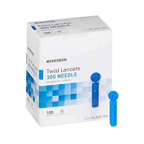 McKesson Twist Lancets - 30G Needle, Ideal for Blood Testing, Blue Lancets for Blood Surgar Testing, 100 Count, 50 Packs, 5000 Total