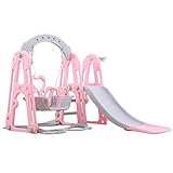 Sdoveb 3-in-1 Playing Baskets Slide Swing Combination Toddler Mountaineering and Swing Set Suitable for 3-9 Years Old Child Indoor and Backyard Basket