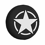 MIYASANG Army Star Spare Tire Cover USA War Star Soldier Vintage Classic Style Weatherproof Universal Wheel Protectors Camper Tire Covers for Trailer Rv Travel(17 inch)
