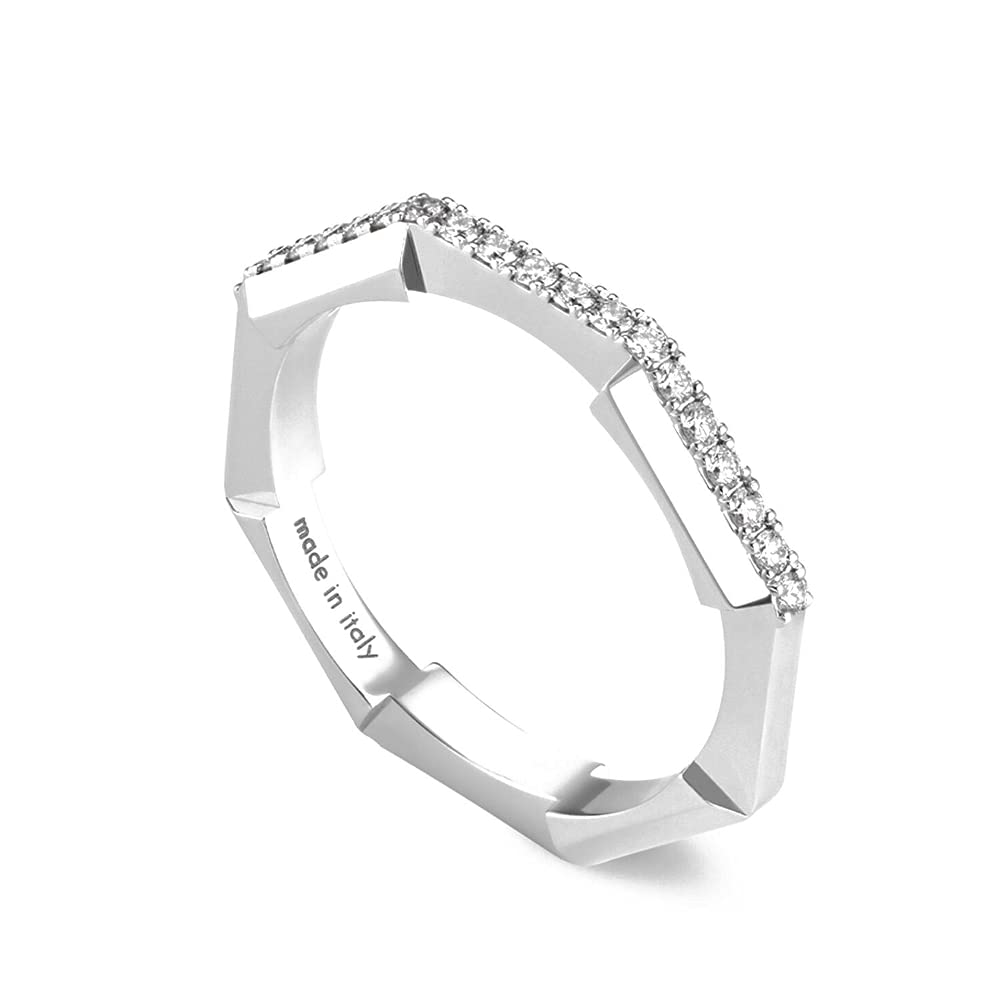 Gucci Link to Love YBC662140001014 - Anillo de oro blanco con diamantes, Oro blanco