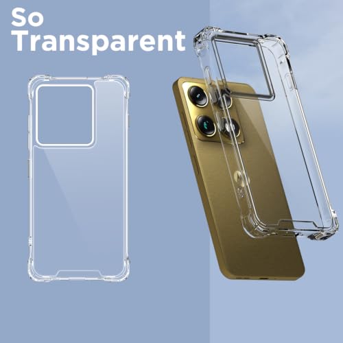 Image of Outlouders Back Cover for Motorola Moto Edge 70 Ultra 5G Clear Transparent PC + TPU Bumper Case with Raised Edges for Shockproof Protection (Transparent)