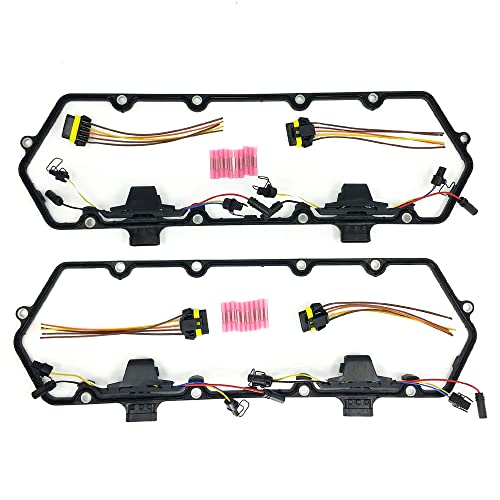 Image of Partsflow 2 x Gasket Included With Integrate Fuel Injector Fuel Injector Harnesses +4 x External Pigtails + 8 x Premium Glow Plugs For Ford 7.3l Turbo Diesel OE#615-202, 80044 61G GP110 DRX00057,T444E
