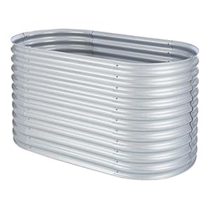 blumfeldt High Grow – verhoogd bed, tuinbed, groentebed, voor bloemen, kruiden en groenten, 160 x 80 x 80 cm (BxHxD), comfortabele werkhoogte, golfplaten, zilver