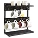 Tassen Becher günstig Kaufen-IBUYKE Vintage Tassenhalter mit 8 Haken, Kaffeetasse Halter für Küchentheke, Bechergestell mit Aufbewahrungsboden, für Küche Esszimmer Café 40 x 15 x 40 cm, Schwarz TBJ002B