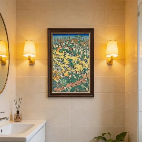 Bataille de grenouilles Kawanabe Kyosai poster toile déco murale 20x30 - 7