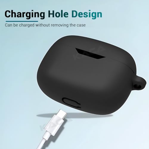 Image of LIRAMARK Silicone Cover Case with Carbiner Compatible with JBL Wave Beam /JBL Vibe Beam (Black)