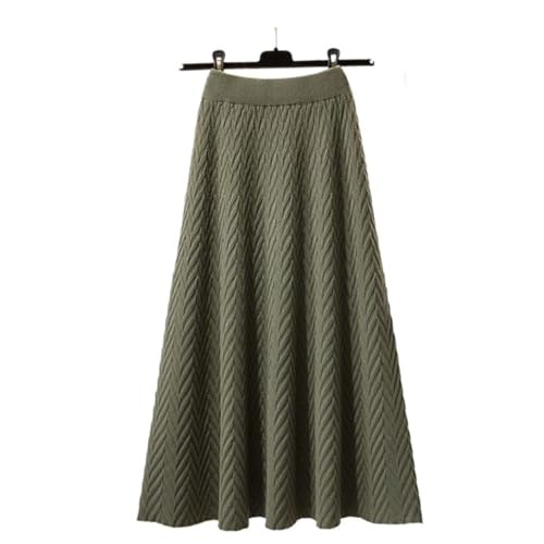 Women's Autumn and Winter Knitted Mid Length Umbrella Skirt Casual High Waisted Fashionable Office A-line Long Skirt3