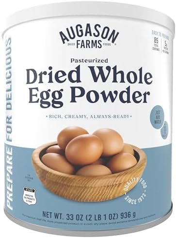 Augason Farms Pasteurized Dried Whole Egg Powder Can, Real Eggs, Emergency Food Supply, Everyday Meals, 85 Servings
