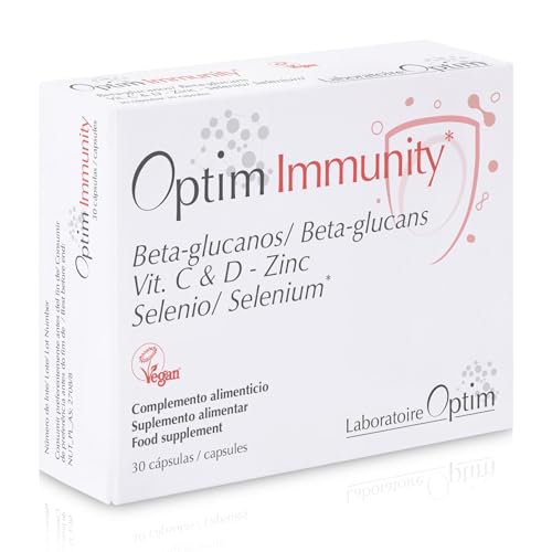 OPTIM Immunity – Defensas naturales – Complemento para el apoyo inmunitario – Complejo con zinc, selenio, vitaminas C y D3 y betaglucanos – Fórmula vegana – 30 cápsulas