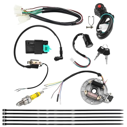 Image of PRO BAT Lifan Complete Kick Starter Engine Wiring Harness Loom with A7TJC Spark Plug Coil Magneto for 70cc 110cc 125cc 140cc 150cc Pit Dirt Trail Pro Bike X50 CRF50 Yellow