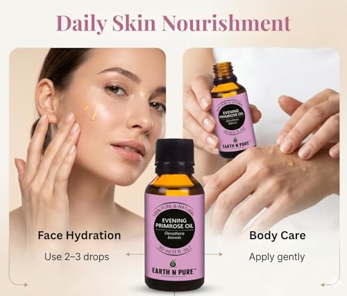 Image of Earth N Pure Evening Primrose Oil | 100% Pure & Natural | Cold Pressed | Skin Moisturization, Nourished Hair & DIY Skincare | 30ml