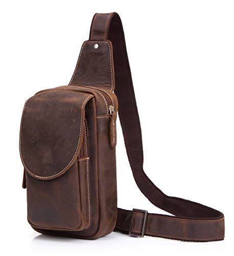 Everdoss Sling Backpack Leather Chest Pack Crossbody Travel Hiking Bag #TOP2