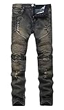 NITAGUT Men's Ripped Destroyed Distressed Slim Fit Jeans Biker Jeans Copper Grey US 38