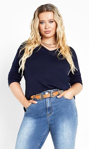 Image of AVENUE Women's Plus Size Clare V Neck Sweater