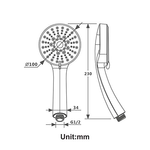 Douche à main haute pression universelle 5 modes jet pour douche - 2