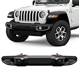 Front Bumper Fits for Jeep Wrangler JL 2018-2025 and fit for Gladiator JT 2020-2025 10th Anniversary Style 2 Door and 4 Door Front bumper Replacement W/Park Sensor Holes ABS Plastic