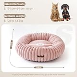 MEWOOFUN Hunde-Donut-Betten für kleine Hunde, beruhigendes Hundebett, rundes süßes Welpenbett mit Rutschfester Unterseite, Flauschiges (Rosa, 64x64x18cm)