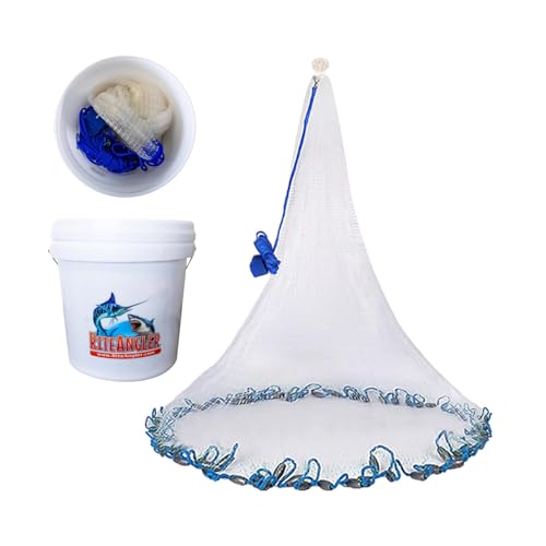 Rite Angler Fishing Cast Net - Premium Bait Net for Saltwater and Freshwater Fishing, Heavy Sinkers Throw Net for Bait Fish, Durable Long-Lasting Fishing Cast Nets for All Anglers, 8' by 1/4"