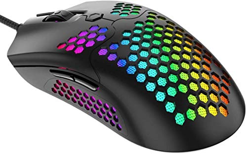 Best Cyber Monday 🔥 Wolf War12000 DPI Symmetrical Optical USB Wired Mouse with 7 Soothing LED Colors, 7 Buttons Lightweight Gaming Mouse , Black Mice for Pro Gamer