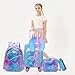 Inprof Cute Mermaid Kid’s Luggage Set 5 Piece Suitcase Set 16’’ Hardside Luggage with Spinner Wheels Girls Travel Rolling Luggage Carry on Luggage Airline Approved
