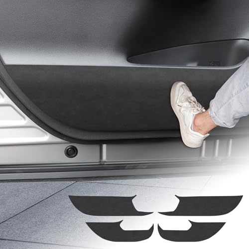 FDAIUN 車ドアキックガード ドアプロテクター ステッカー トヨタ RAV4 2019-2025年に適用 アクセサリー スエード 材料 ソフトな手触り カスタムドレスアップ 内装パーツ インテリアパネル 両面テープ付き 4pcs (ブラック-アルカンタ
