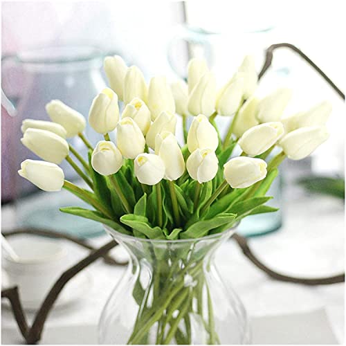XDLEDMKIZ Flores Artificiales Que Combinan libremente con un Ramo de Tulipanes de imitación Multicolor. Flores de plástico para decoración de Bodas.