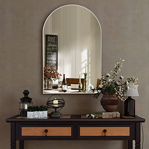 Image of PexFix Arched Wall Mirror 36 inchx24 inch Large Bedroom Mirror with Aluminum Alloy Thin Frame for Bedroom and Bathroom,Silver
