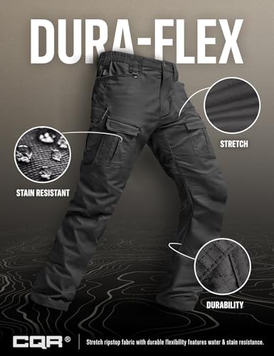 CQR Men's Flex Ripstop Tactical Pants, Water Resistant Stretch Cargo Pants, Lightweight EDC Hiking Work Pants - Image 6