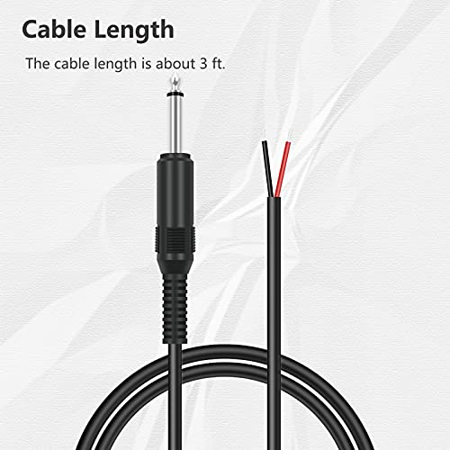 2 cables de audio 3ft con conector 6.35mm TS mono macho miniatura 4