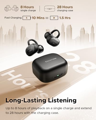 Image of truefree C10 Wireless Earbuds, Open Earbuds with Clip, Bluetooth 5.4, Space Sound, 28 Hours, IPX5 Water Resistance, Clear Calls, Dual Connection, Customizable App