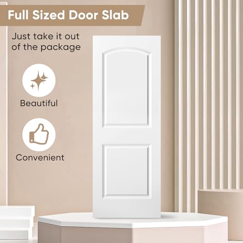 Image of BARNSMITH 30x80 in Raised 2-Panel Arch Top White Primed Interior Door Panel
