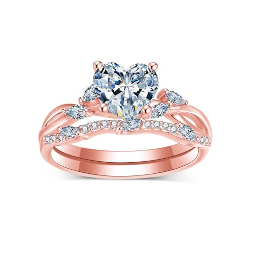 Round/Oval/Princess/Marquise/Pear/Heart/Emerald Cut Moissanite Bridal Sets Infinity Twisted Wedding Ring Set, 10K 14K 18K Real Gold Leaf Art Deco Engagement Ring Sets GRA Certified for Her Women Gift for Anniversary Wedding3